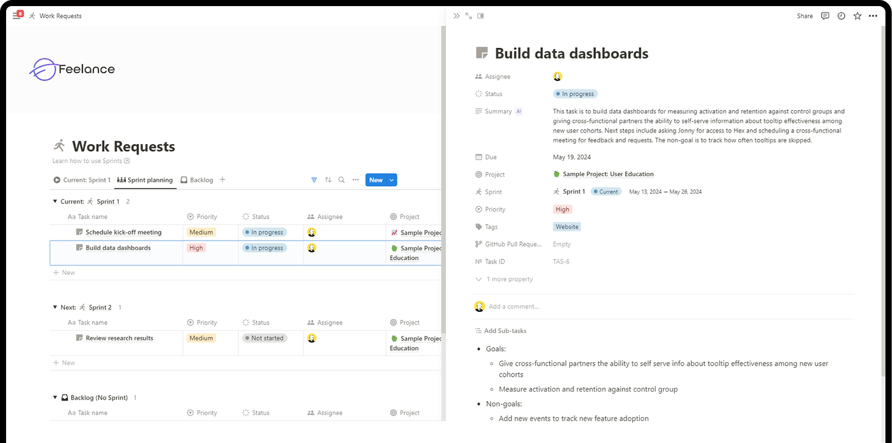 feelance dashboard v7